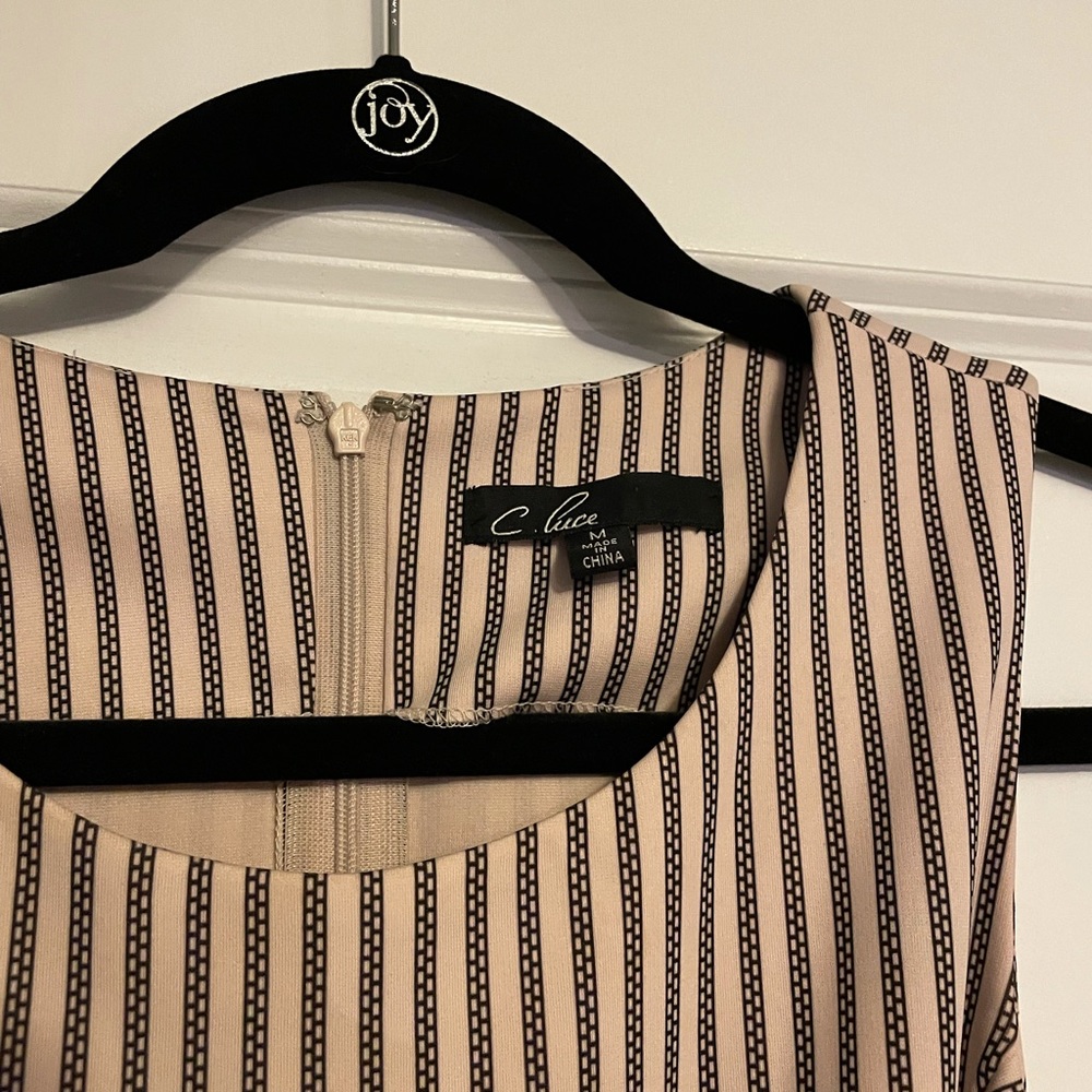 5 for $20 SALE! Striped Classic Fit and Flare dress with Bow - Picture 3 of 5